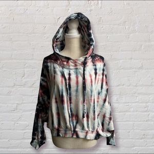 YOUNG FABULOUS & BROKE - Tie Dye Dolman Cropped Snap Sleeves Hoodie Size M/L YFB